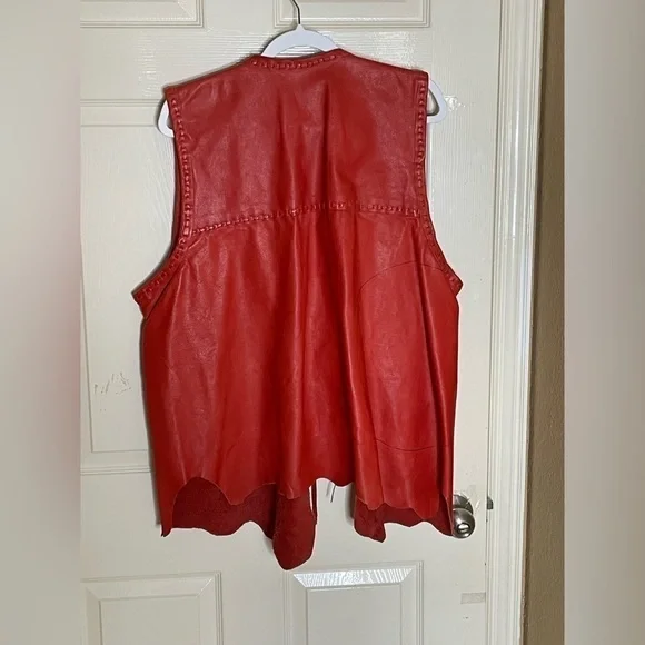 Handmade Leather(Cow hide) Leather Vest Leather Tie Straps 2XL​​​​​​​​​​​ - Picture 3 of 8